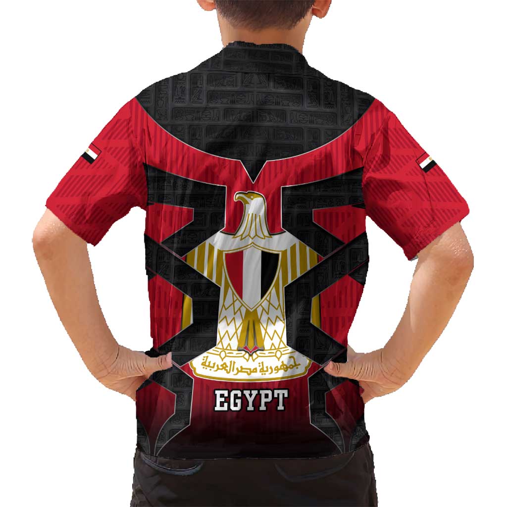 Egypt Flag Emblem Family Matching Summer Maxi Dress and Hawaiian Shirt with Red Black Bold Spirit