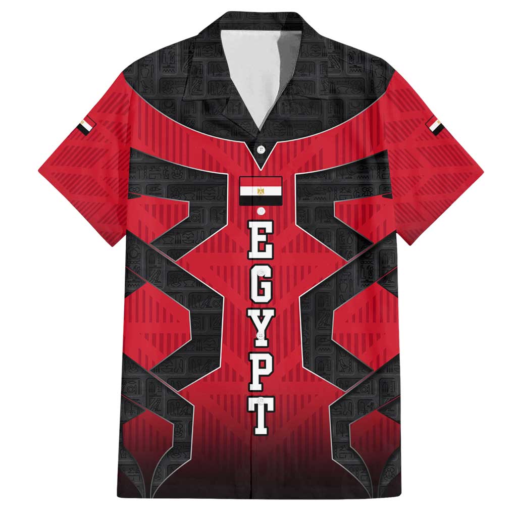 Egypt Flag Emblem Family Matching Summer Maxi Dress and Hawaiian Shirt with Red Black Bold Spirit