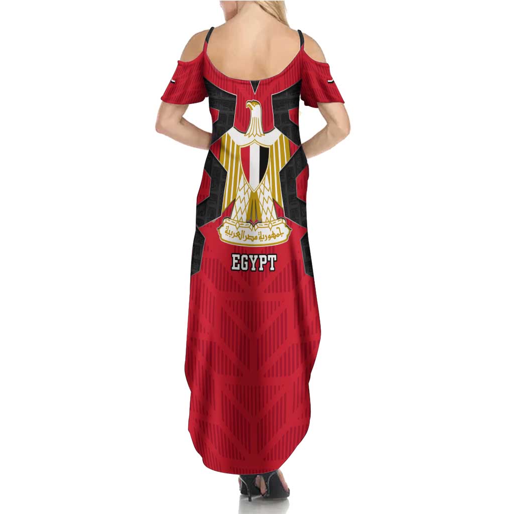 Egypt Flag Emblem Family Matching Summer Maxi Dress and Hawaiian Shirt with Red Black Bold Spirit
