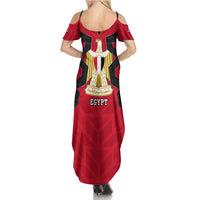 Egypt Flag Emblem Family Matching Summer Maxi Dress and Hawaiian Shirt with Red Black Bold Spirit
