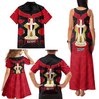 Egypt Flag Emblem Family Matching Tank Maxi Dress and Hawaiian Shirt with Red Black Bold Spirit