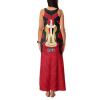 Egypt Flag Emblem Family Matching Tank Maxi Dress and Hawaiian Shirt with Red Black Bold Spirit
