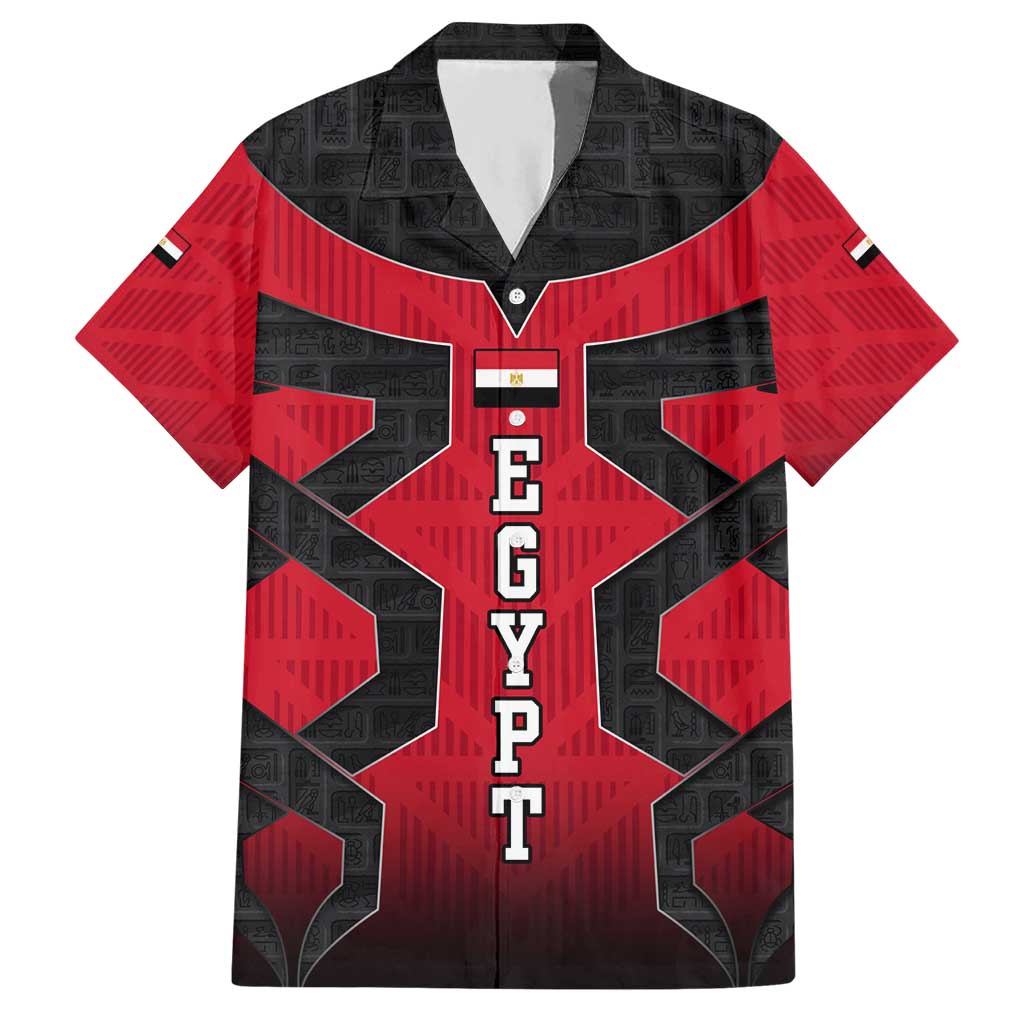 Egypt Flag Emblem Hawaiian Shirt with Red Black Bold Spirit