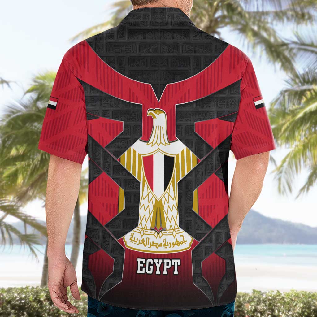 Egypt Flag Emblem Hawaiian Shirt with Red Black Bold Spirit