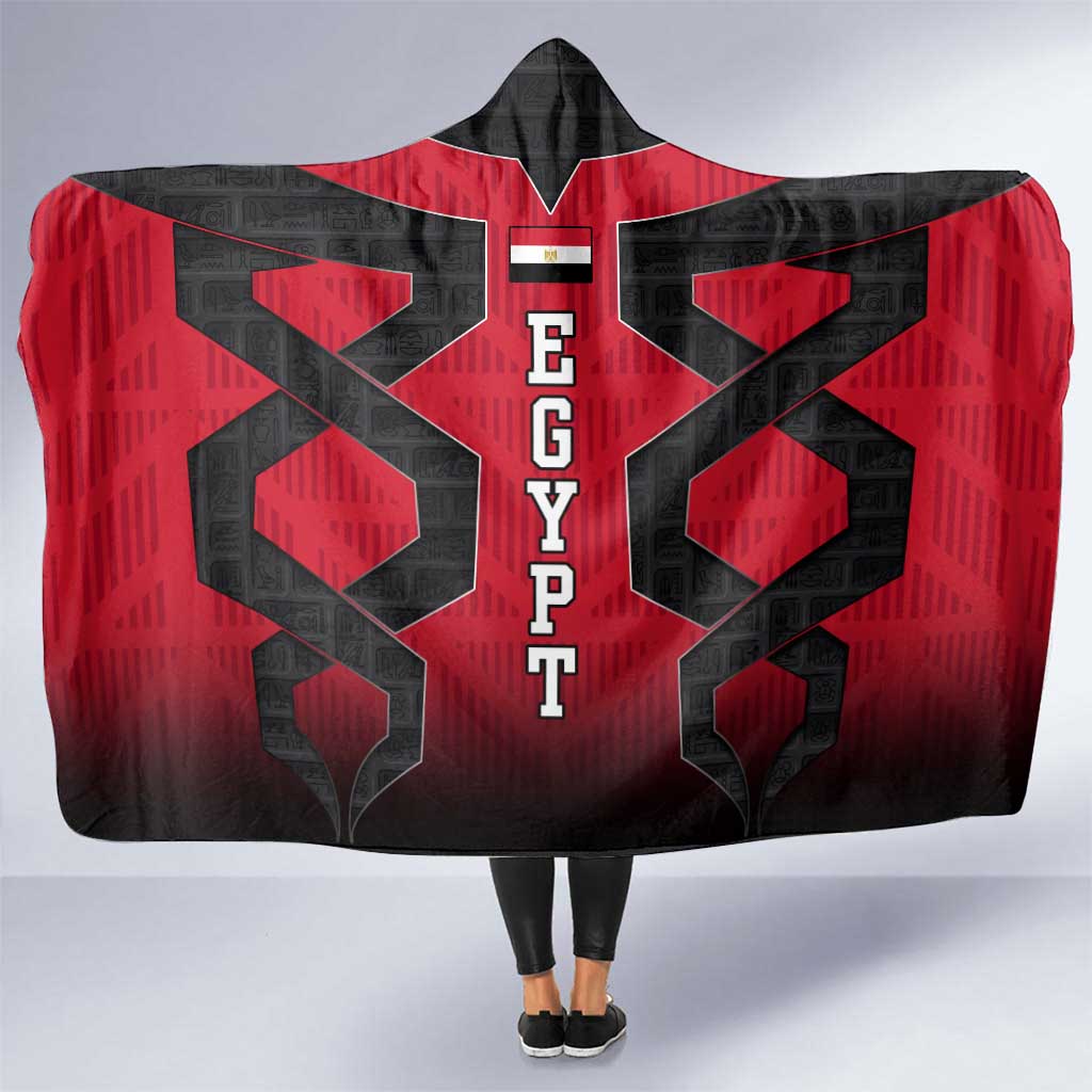 Egypt Flag Emblem Hooded Blanket with Red Black Bold Spirit