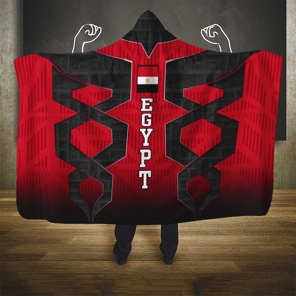 Egypt Flag Emblem Hooded Blanket with Red Black Bold Spirit