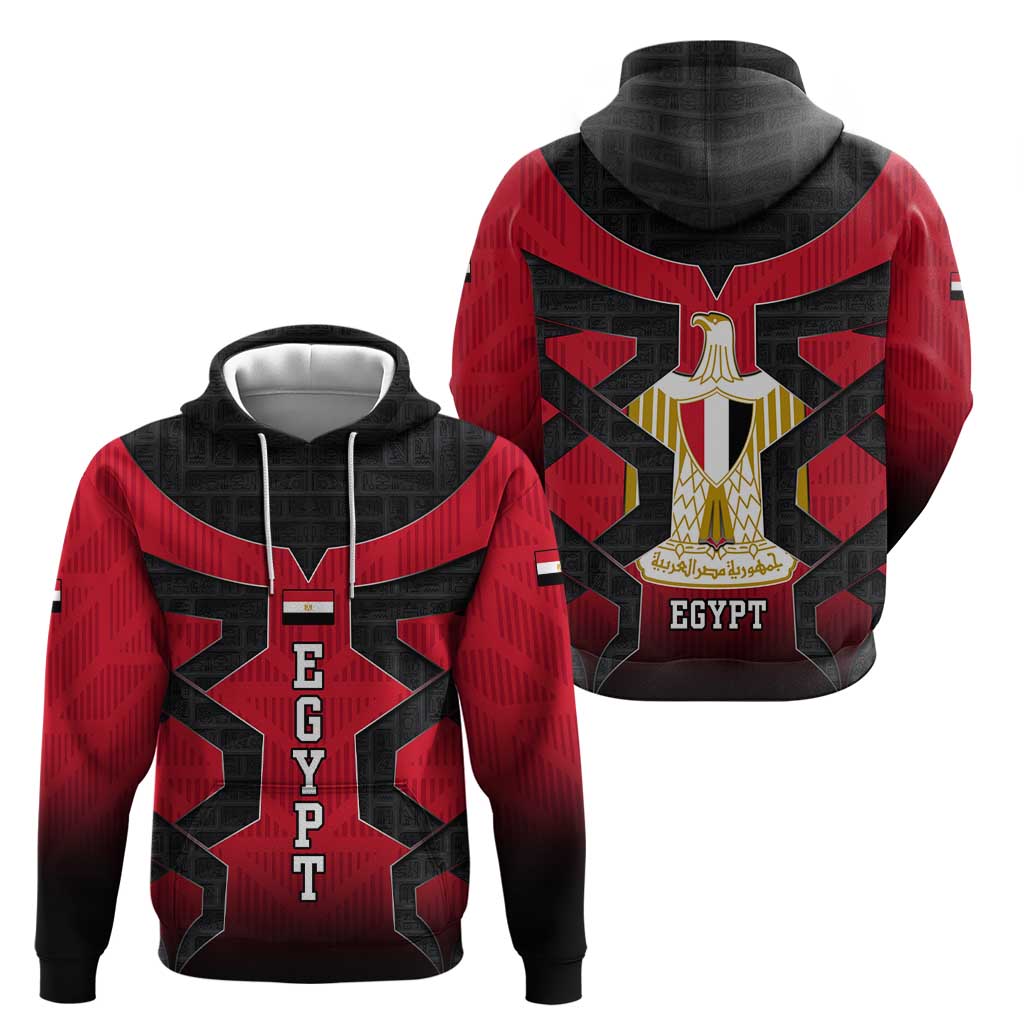 Egypt Flag Emblem Hoodie with Red Black Bold Spirit