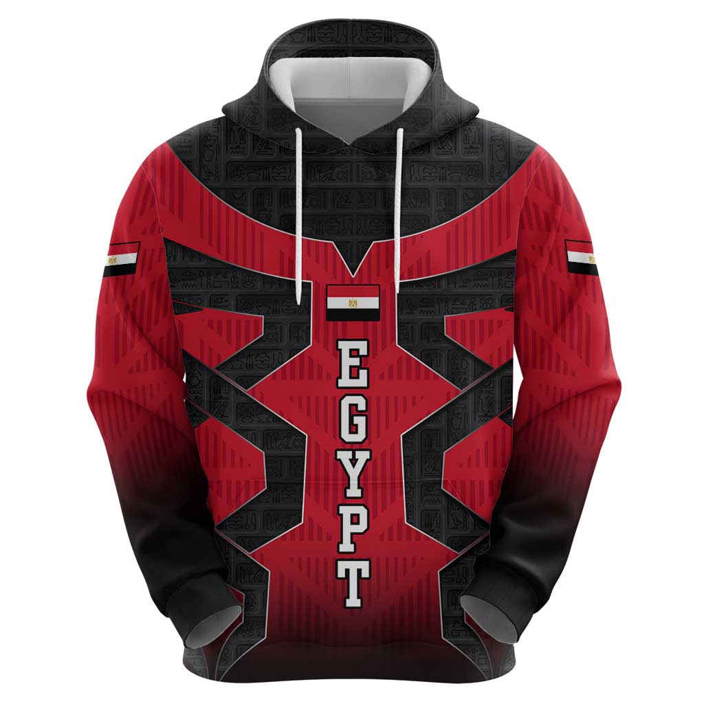 Egypt Flag Emblem Hoodie with Red Black Bold Spirit