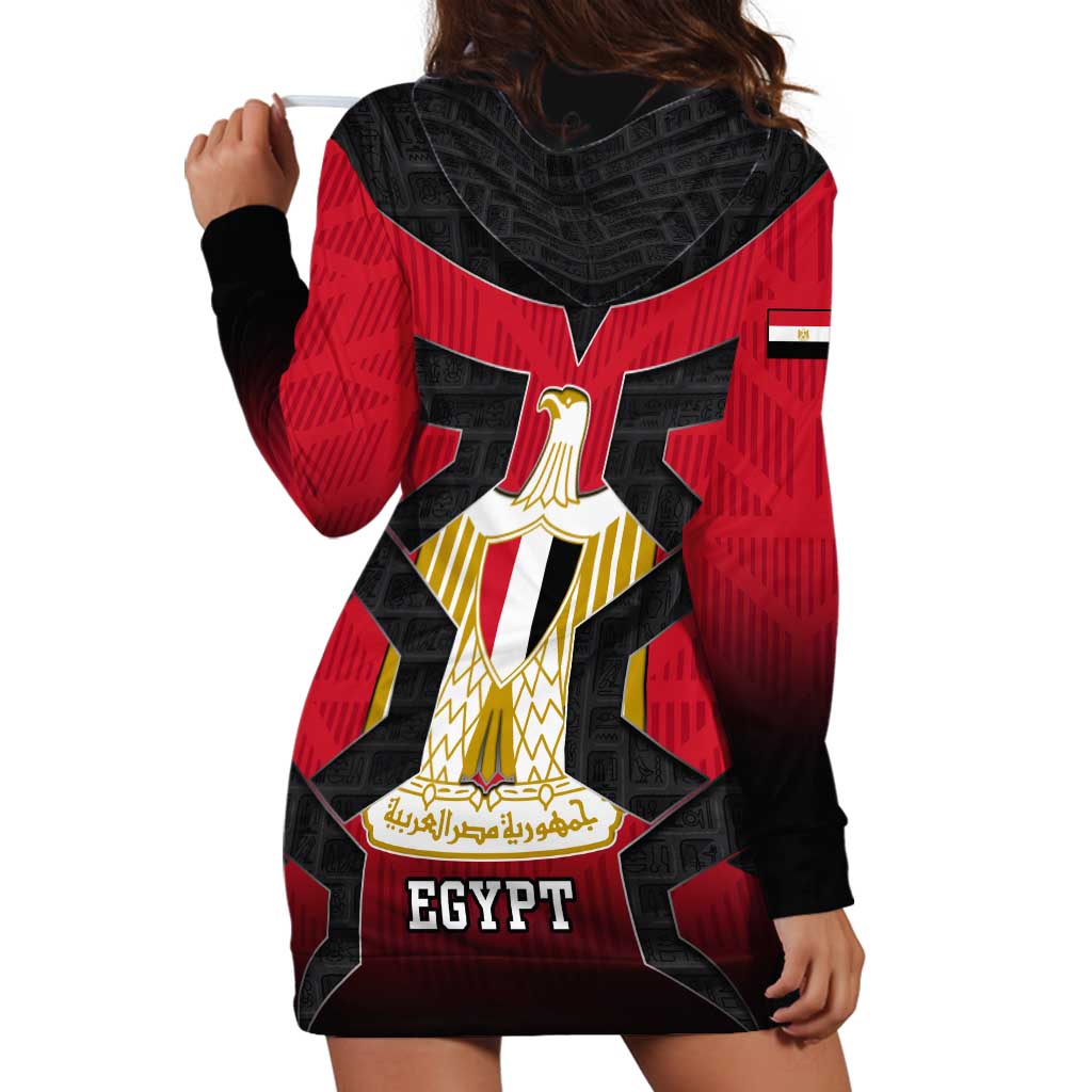 Egypt Flag Emblem Hoodie Dress with Red Black Bold Spirit