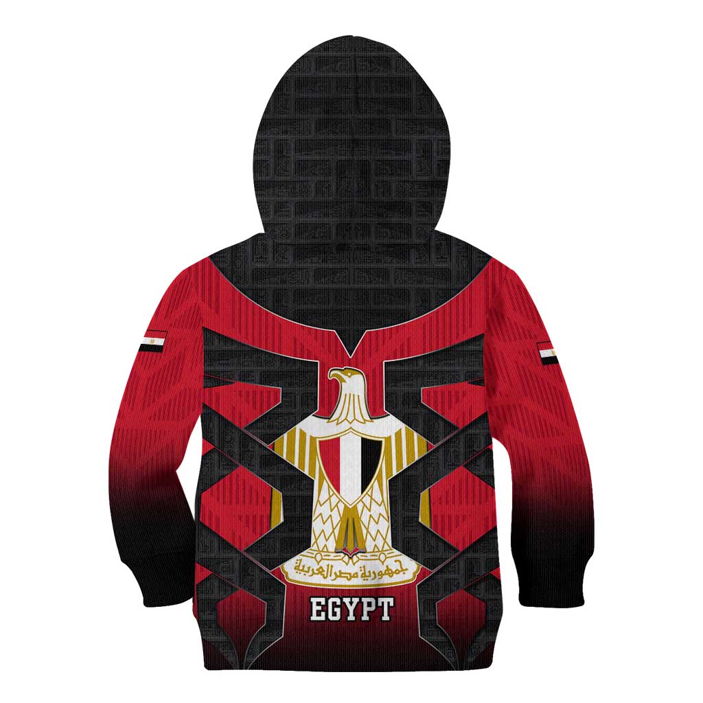 Egypt Flag Emblem Kid Hoodie with Red Black Bold Spirit
