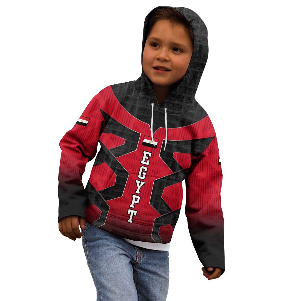 Egypt Flag Emblem Kid Hoodie with Red Black Bold Spirit