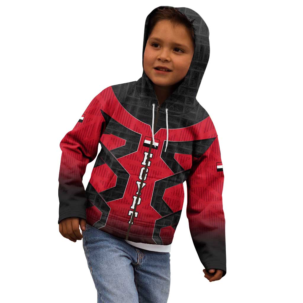 Egypt Flag Emblem Kid Hoodie with Red Black Bold Spirit
