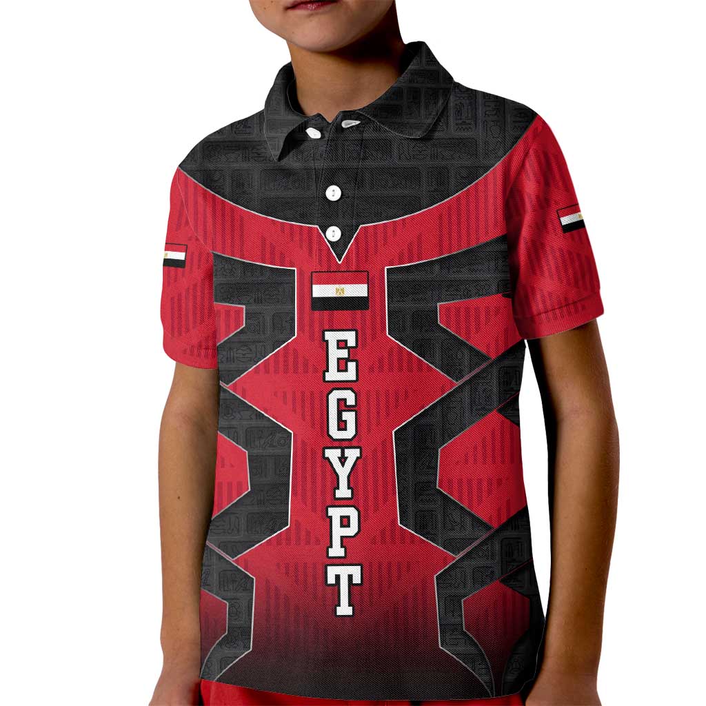 Egypt Flag Emblem Kid Polo Shirt with Red Black Bold Spirit