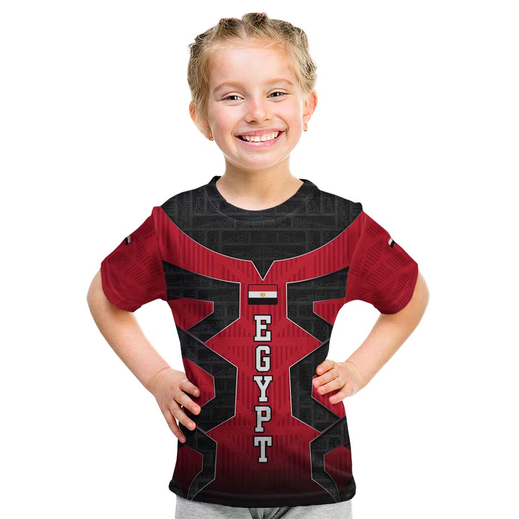 Egypt Flag Emblem Kid T Shirt with Red Black Bold Spirit