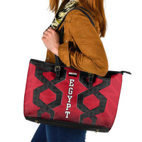 Egypt Flag Emblem Leather Tote Bag with Red Black Bold Spirit