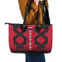 Egypt Flag Emblem Leather Tote Bag with Red Black Bold Spirit