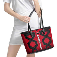 Egypt Flag Emblem Leather Tote Bag with Red Black Bold Spirit