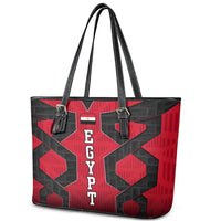 Egypt Flag Emblem Leather Tote Bag with Red Black Bold Spirit