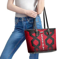 Egypt Flag Emblem Leather Tote Bag with Red Black Bold Spirit