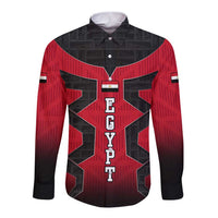 Egypt Flag Emblem Long Sleeve Button Shirt with Red Black Bold Spirit