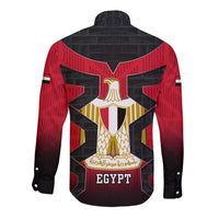 Egypt Flag Emblem Long Sleeve Button Shirt with Red Black Bold Spirit