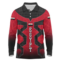 Egypt Flag Emblem Long Sleeve Polo Shirt with Red Black Bold Spirit