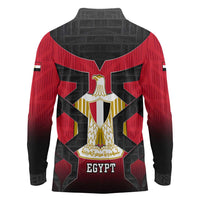 Egypt Flag Emblem Long Sleeve Polo Shirt with Red Black Bold Spirit