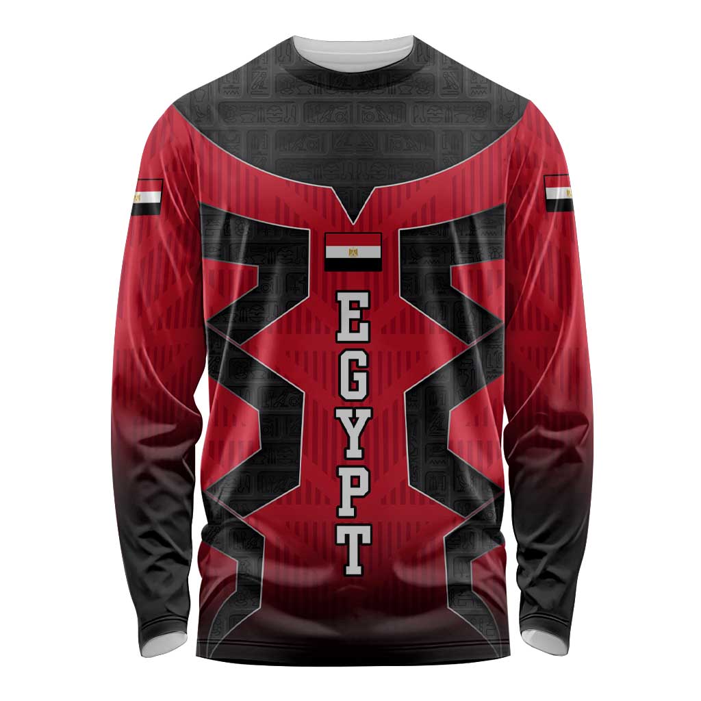 Egypt Flag Emblem Long Sleeve Shirt with Red Black Bold Spirit