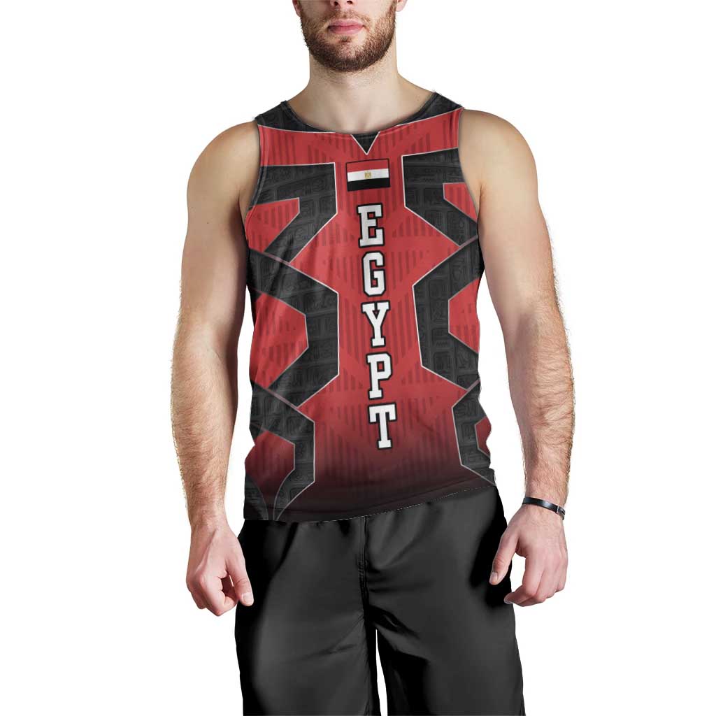 Egypt Flag Emblem Men Tank Top with Red Black Bold Spirit