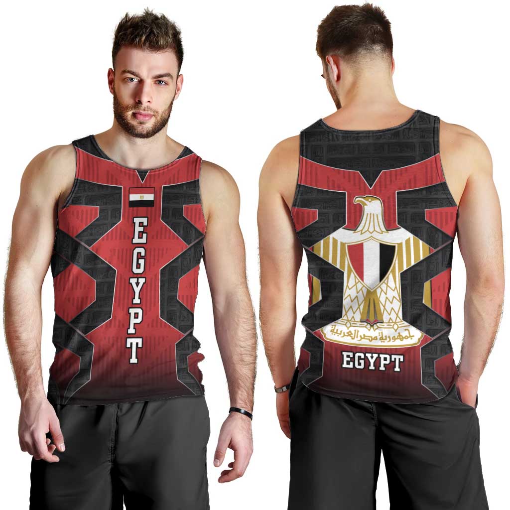 Egypt Flag Emblem Men Tank Top with Red Black Bold Spirit