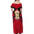 Egypt Flag Emblem Off Shoulder Maxi Dress with Red Black Bold Spirit