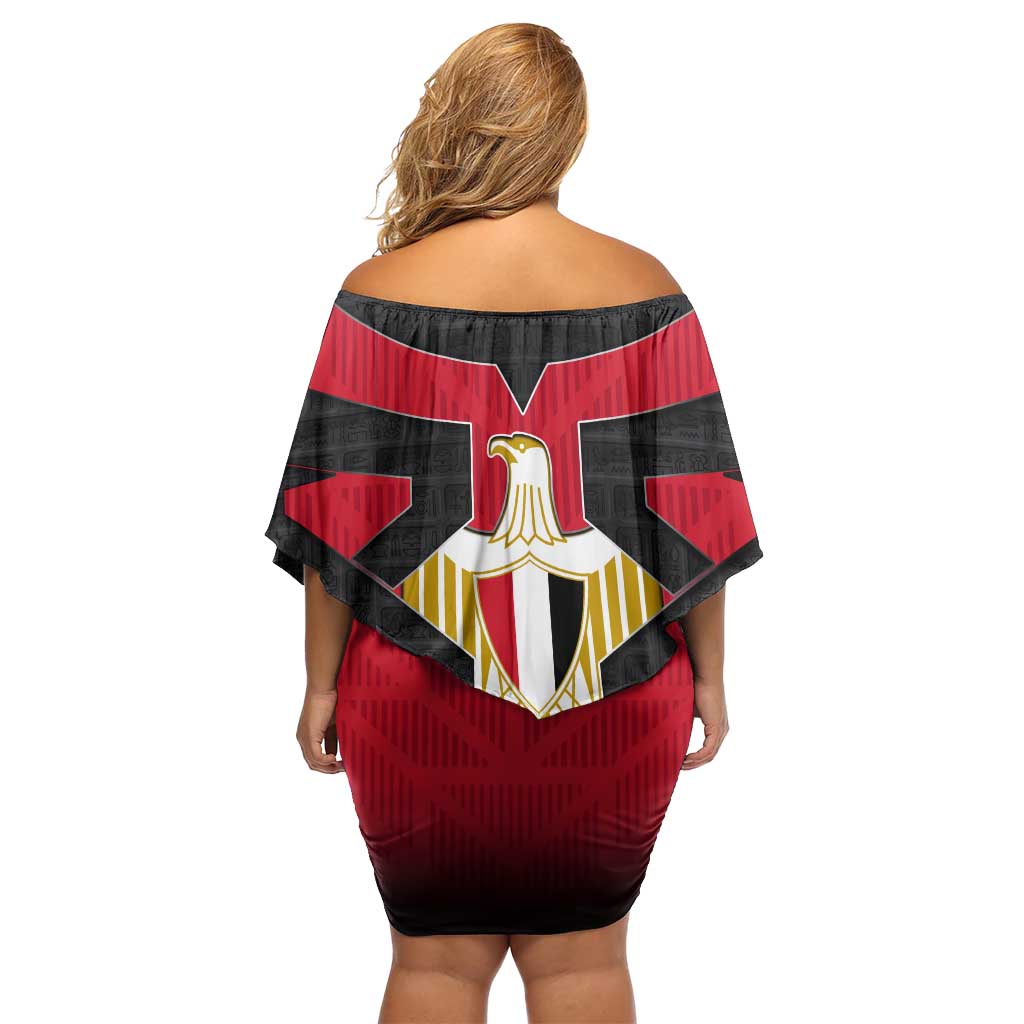 Egypt Flag Emblem Off Shoulder Short Dress with Red Black Bold Spirit