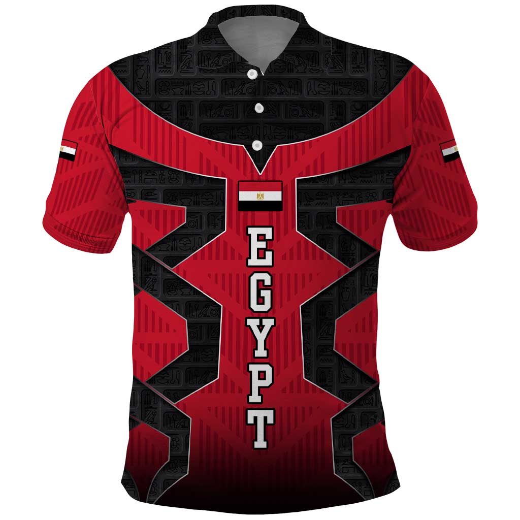 Egypt Flag Emblem Polo Shirt with Red Black Bold Spirit