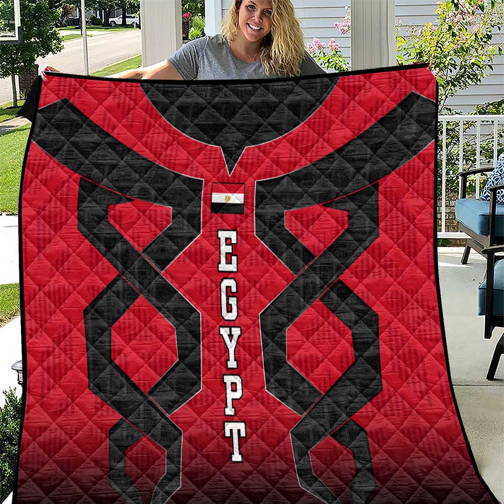 Egypt Flag Emblem Quilt with Red Black Bold Spirit