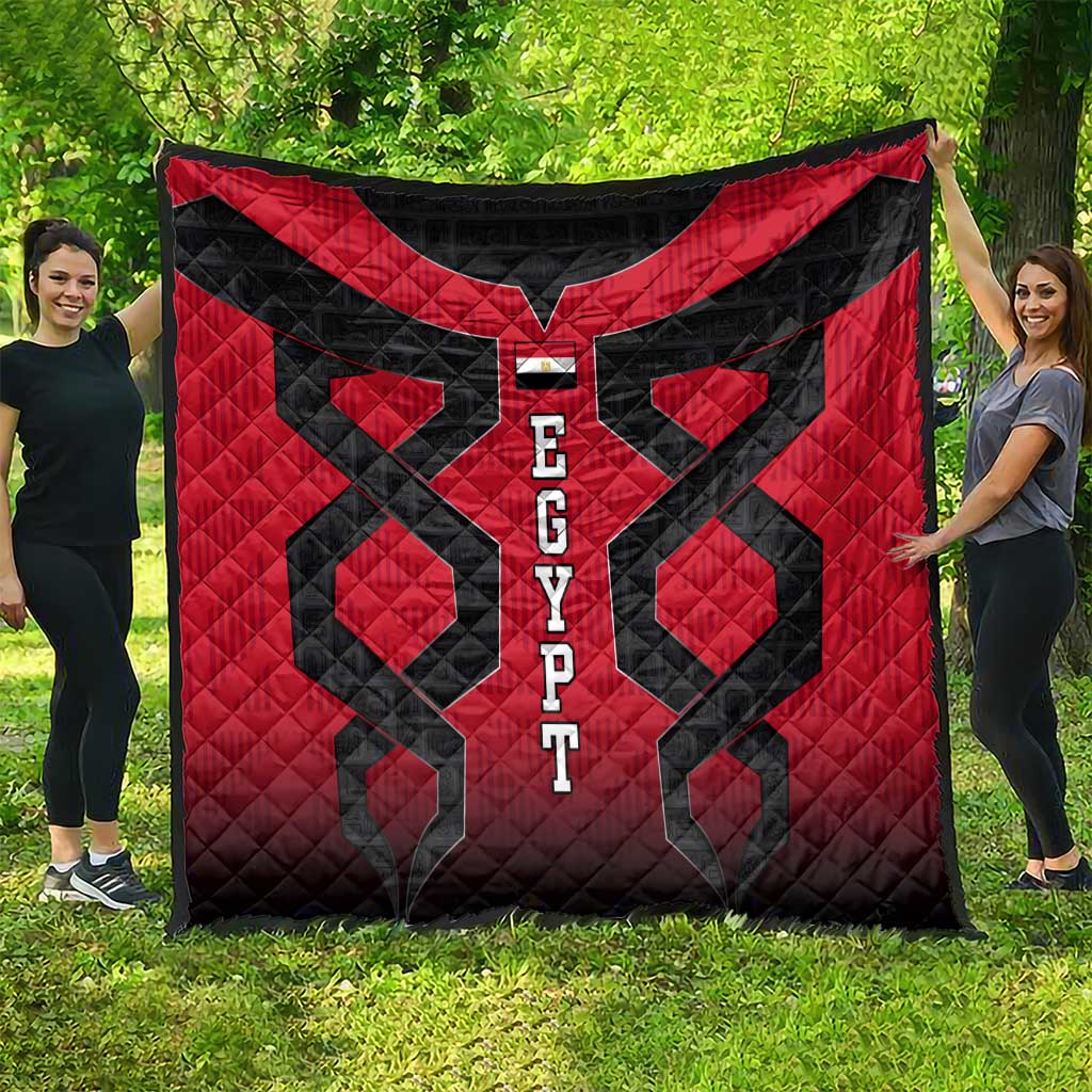 Egypt Flag Emblem Quilt with Red Black Bold Spirit