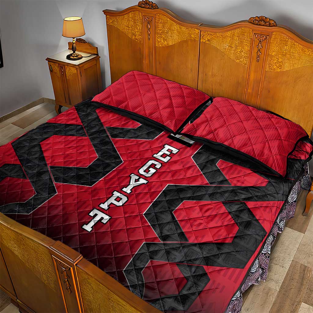 Egypt Flag Emblem Quilt Bed Set with Red Black Bold Spirit
