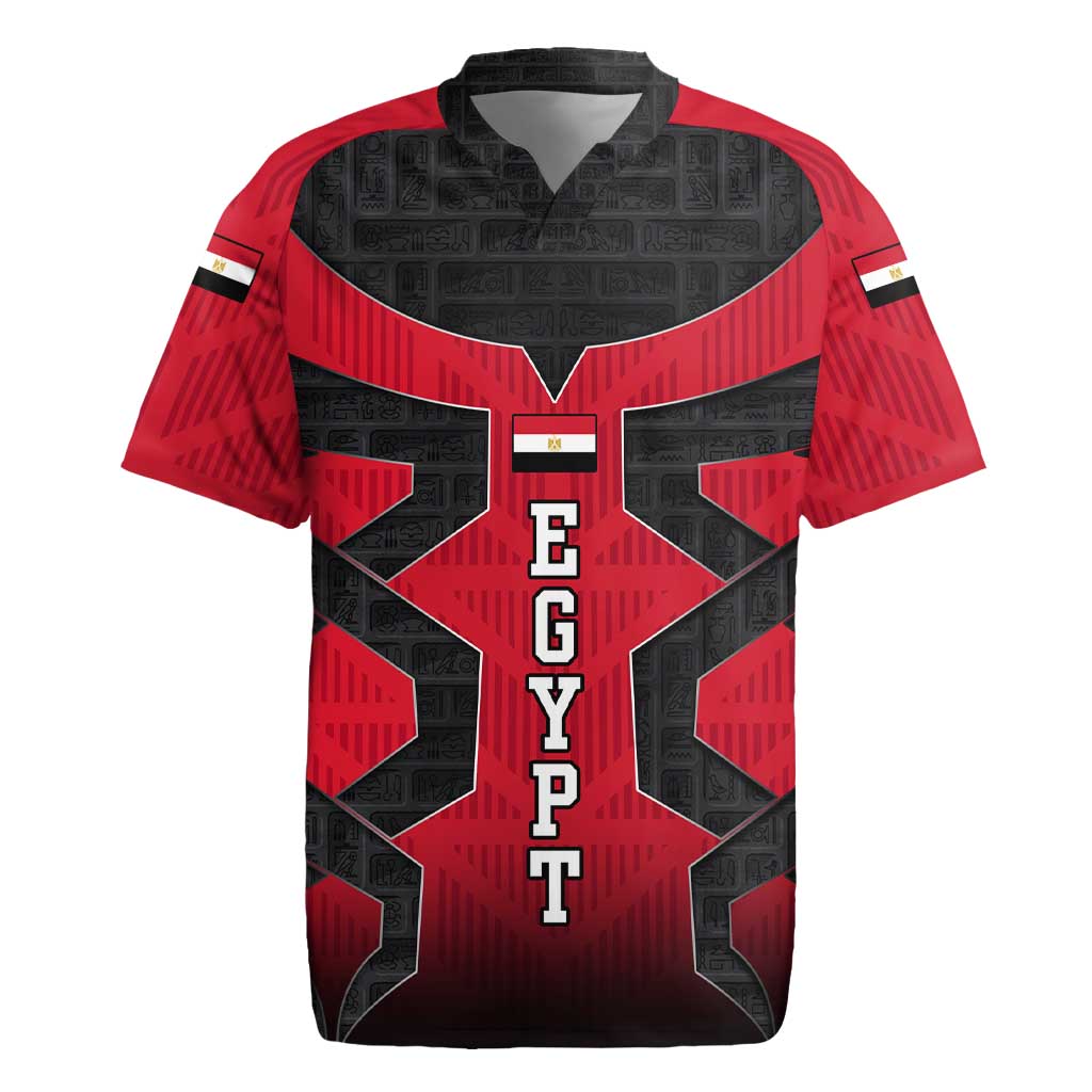 Egypt Flag Emblem Rugby Jersey with Red Black Bold Spirit
