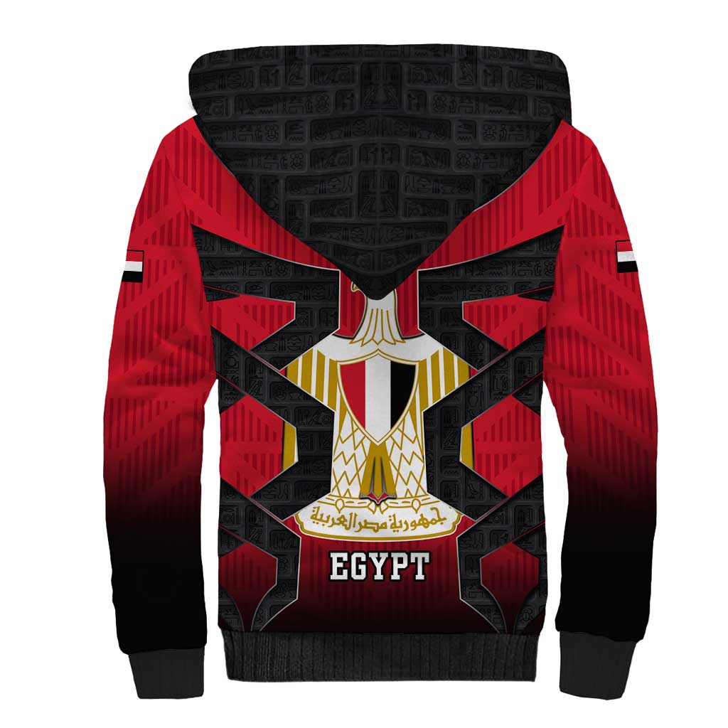 Egypt Flag Emblem Sherpa Hoodie with Red Black Bold Spirit