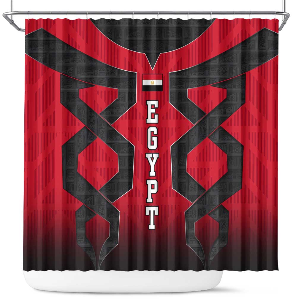 Egypt Flag Emblem Shower Curtain with Red Black Bold Spirit