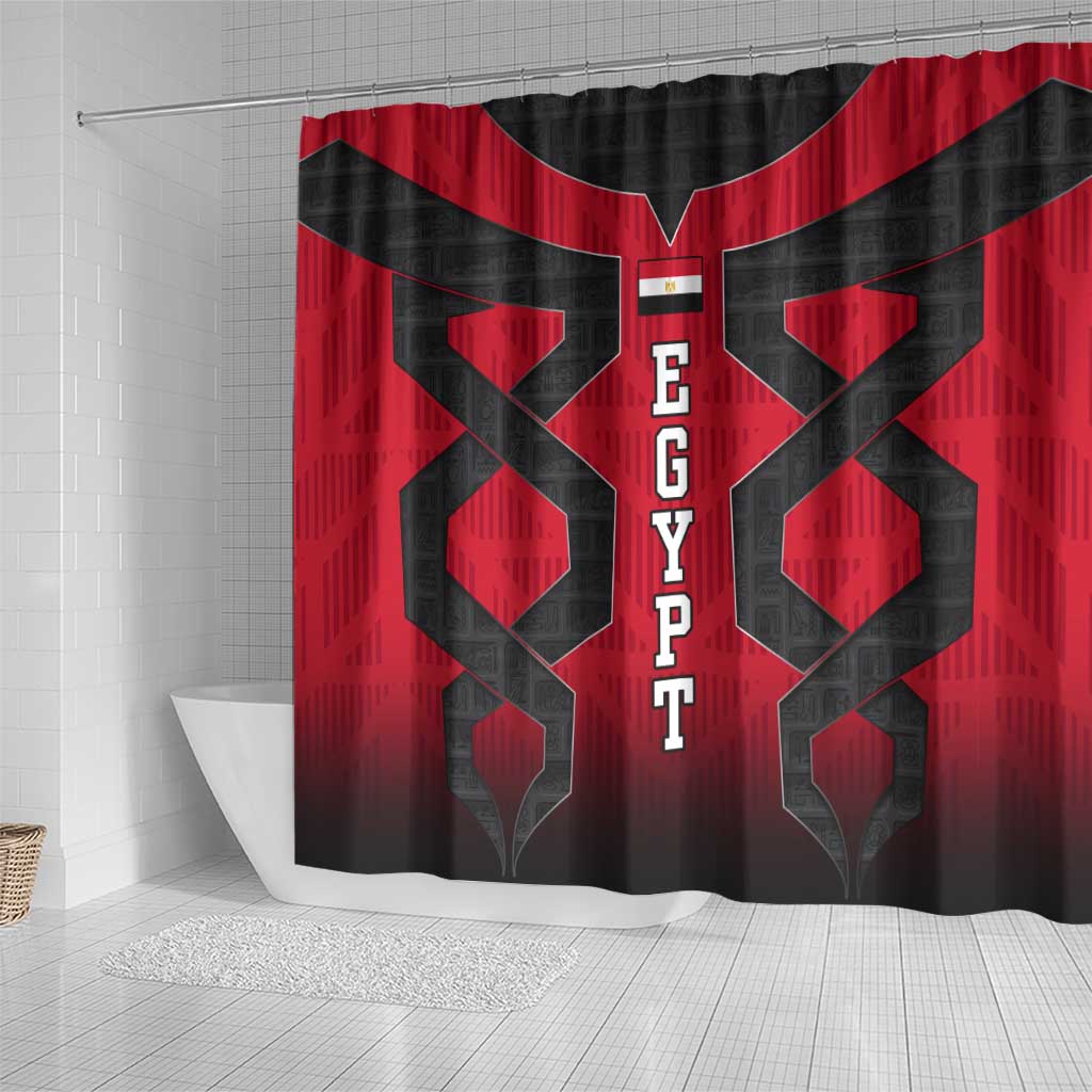 Egypt Flag Emblem Shower Curtain with Red Black Bold Spirit