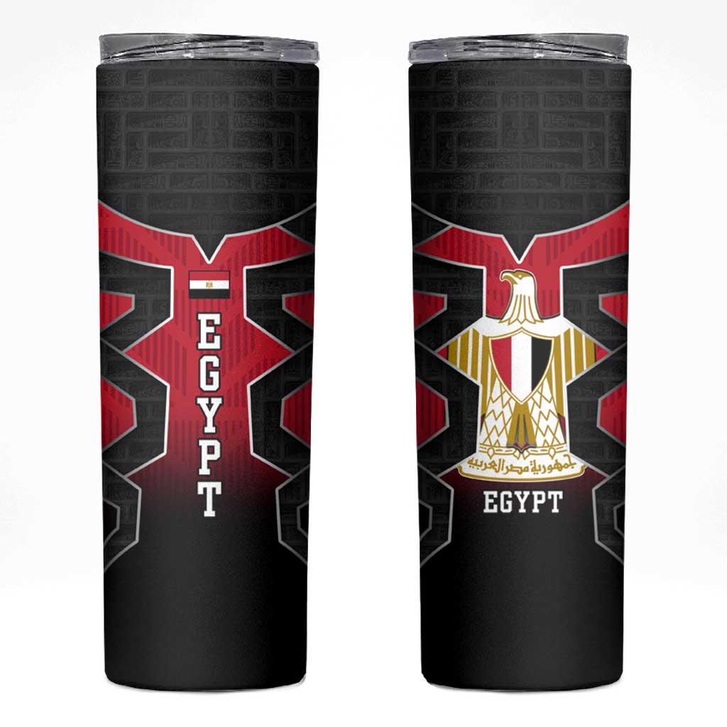 Egypt Flag Emblem Skinny Tumbler with Red Black Bold Spirit