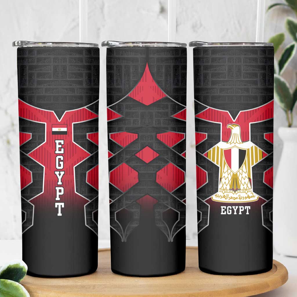 Egypt Flag Emblem Skinny Tumbler with Red Black Bold Spirit