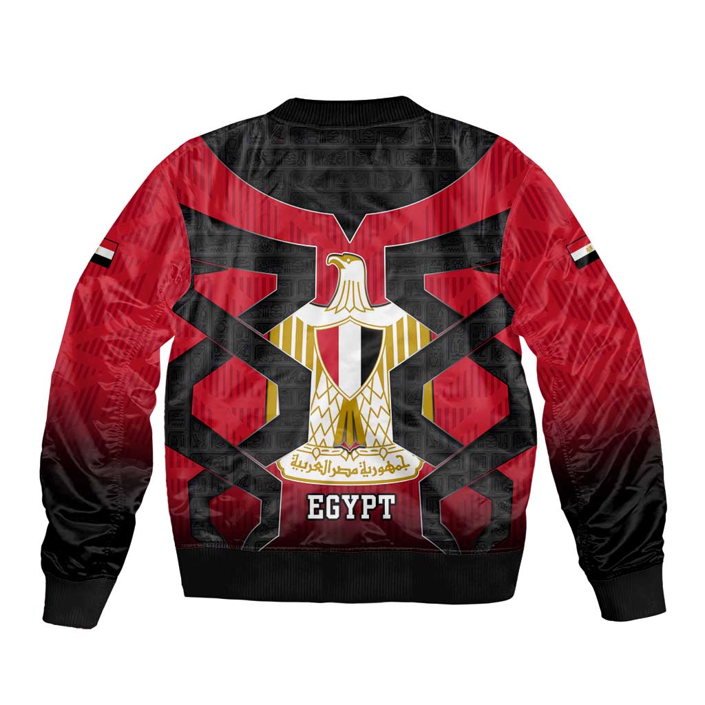 Egypt Flag Emblem Sleeve Zip Bomber Jacket with Red Black Bold Spirit