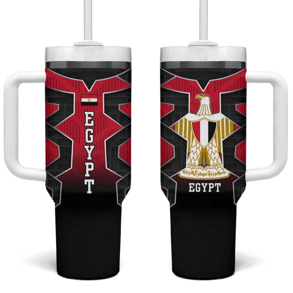 Egypt Flag Emblem Tumbler With Handle with Red Black Bold Spirit