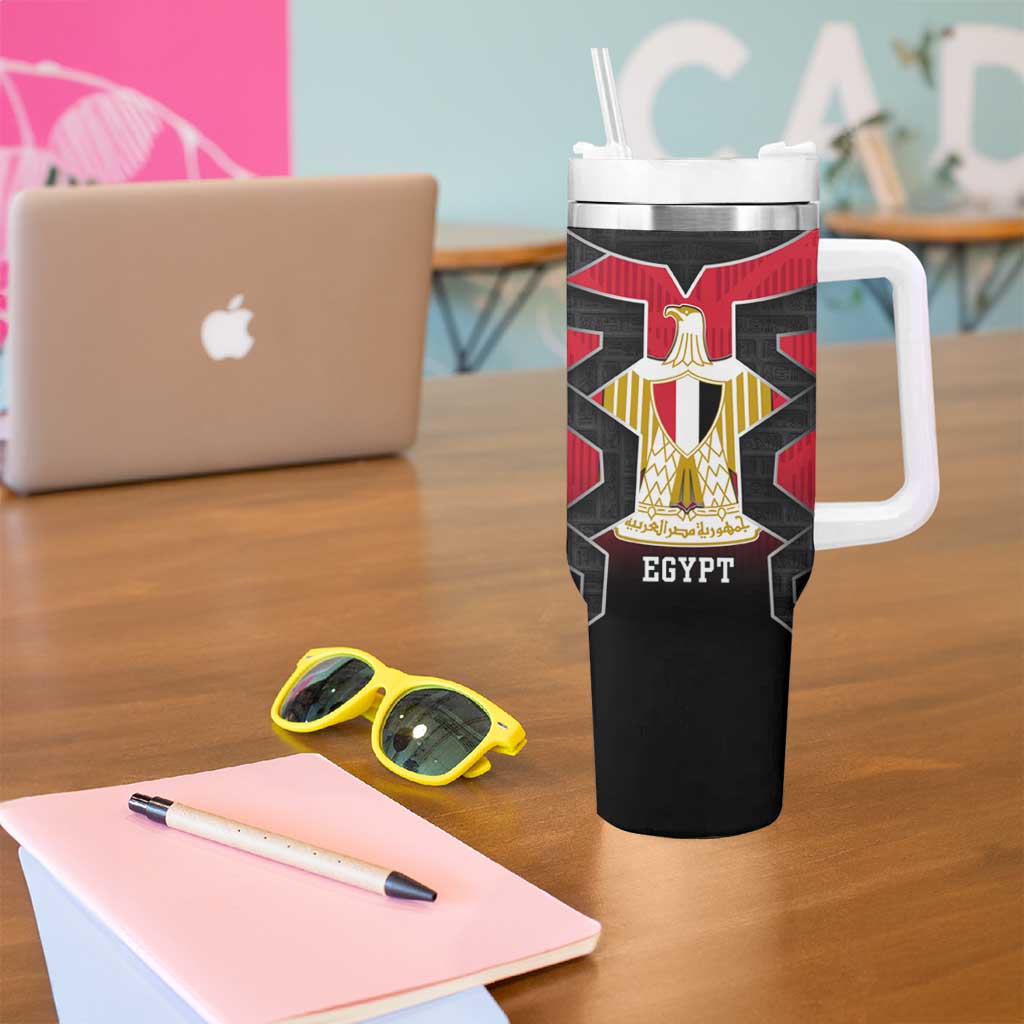 Egypt Flag Emblem Tumbler With Handle with Red Black Bold Spirit