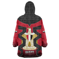 Egypt Flag Emblem Wearable Blanket Hoodie with Red Black Bold Spirit