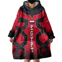 Egypt Flag Emblem Wearable Blanket Hoodie with Red Black Bold Spirit