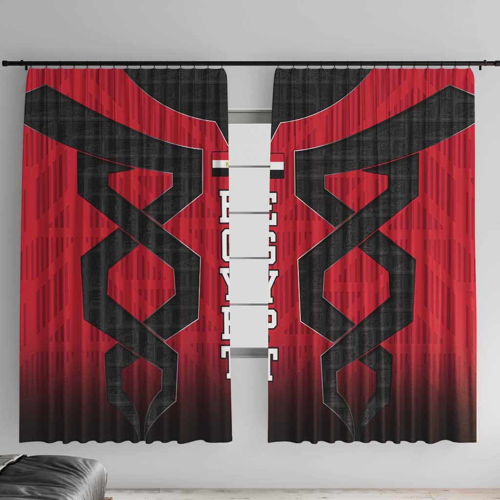 Egypt Flag Emblem Window Curtain with Red Black Bold Spirit
