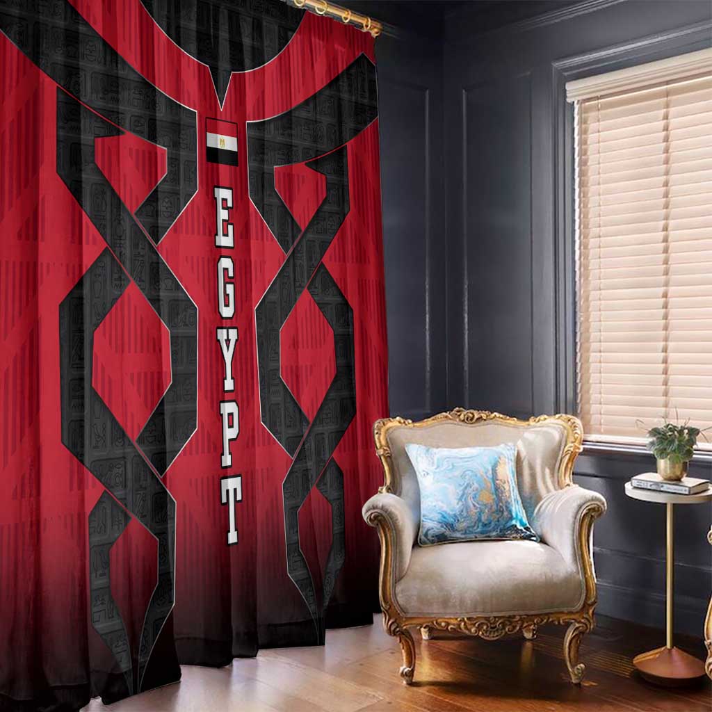 Egypt Flag Emblem Window Curtain with Red Black Bold Spirit