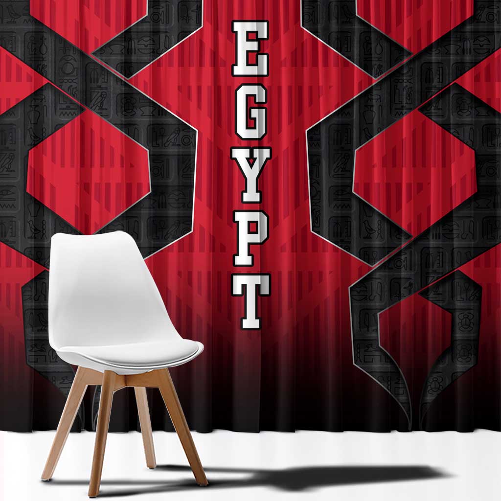 Egypt Flag Emblem Window Curtain with Red Black Bold Spirit